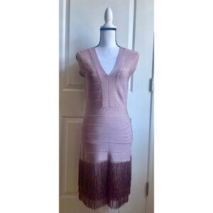 Venus Taupe Bandage Fringe Dress
